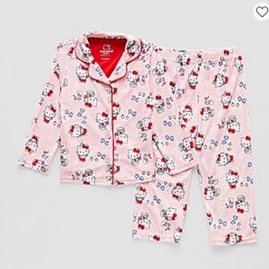 Hello Kitty Pink Girls' Fleece Pajama Set - Long Sleeve Top & Pants - 2T